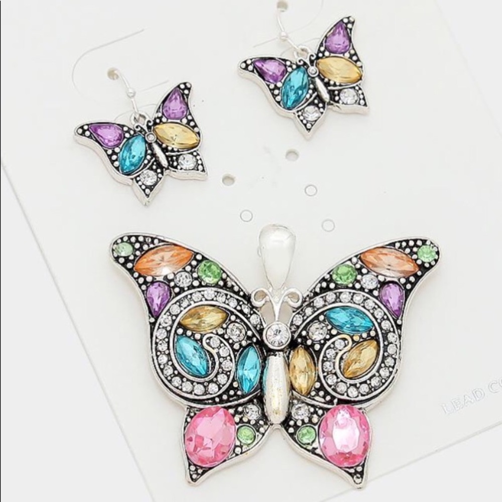 Butterfly Crystals Pendant for Necklace & Earrings